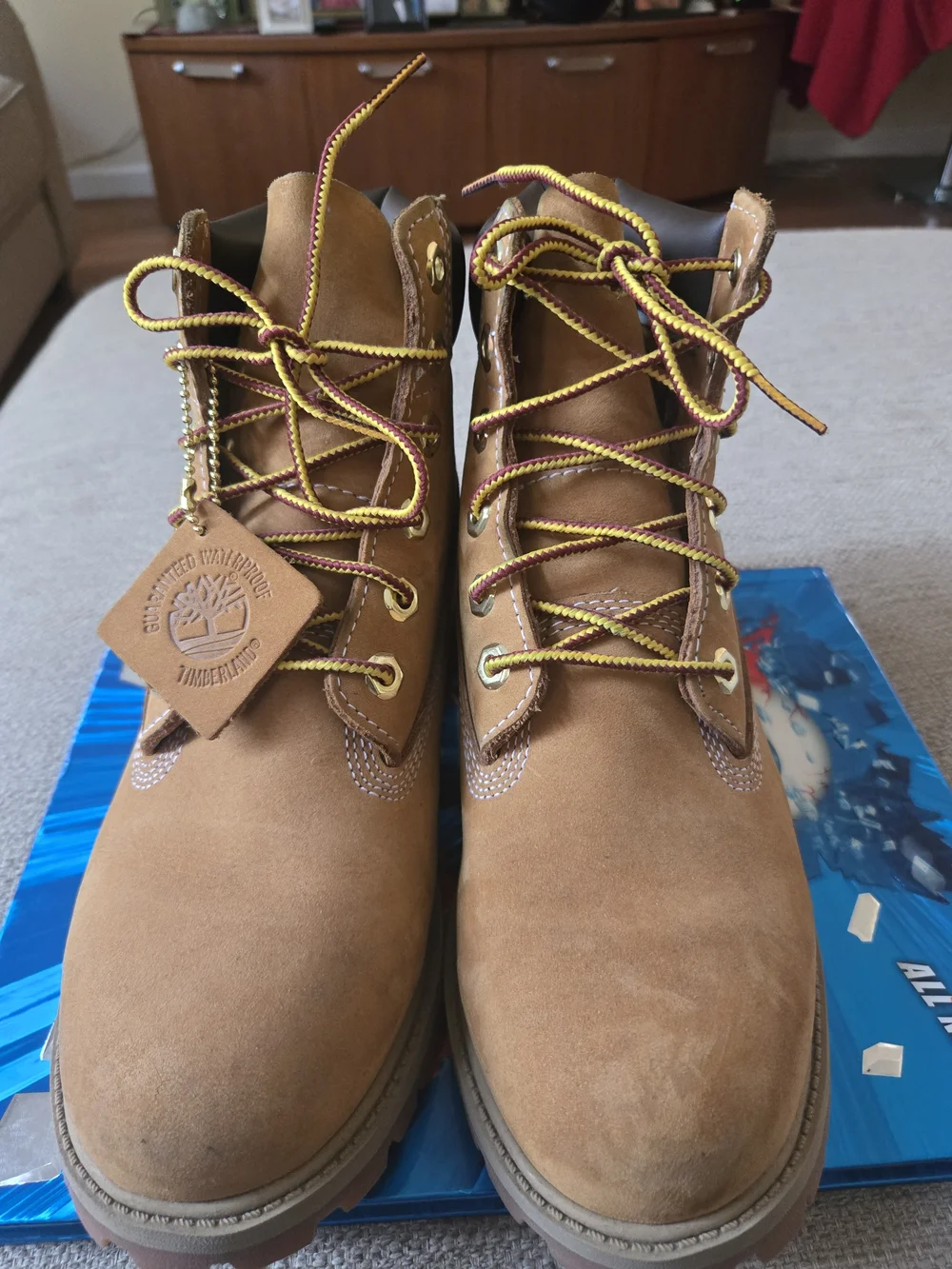 Timberland Kids Wheat Nubuck Lace-Up Boots with Dark Collar